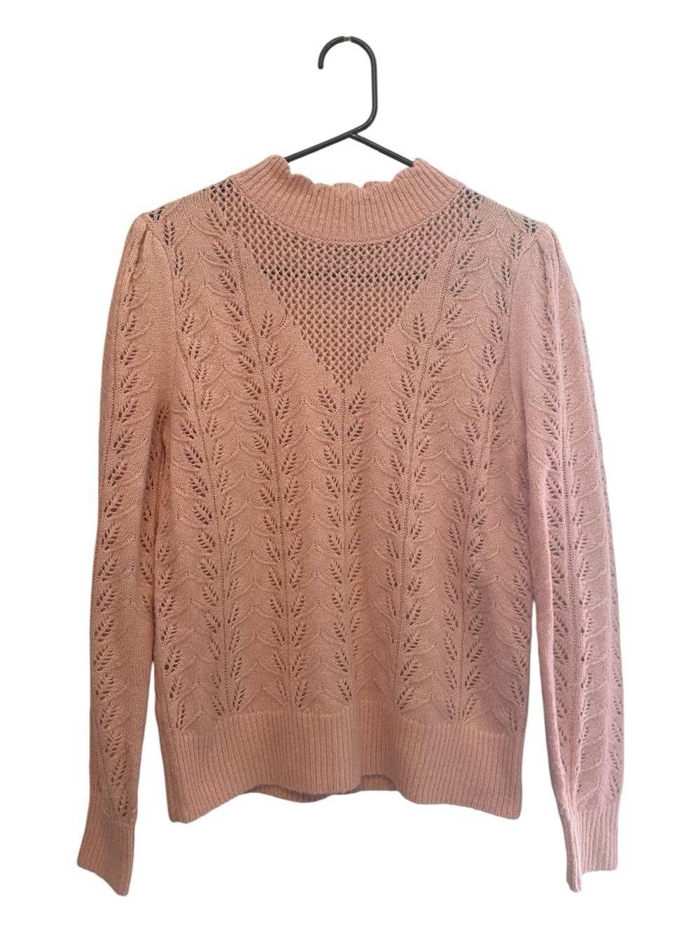 2023 LOFT Dusty Pink Open-Knit Turtleneck Sweater Size Small
